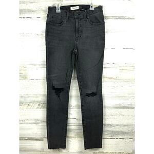 Madewell Womens 28 Mid Rise 9" Dark Gray Distressed Skinny Jeans NEW